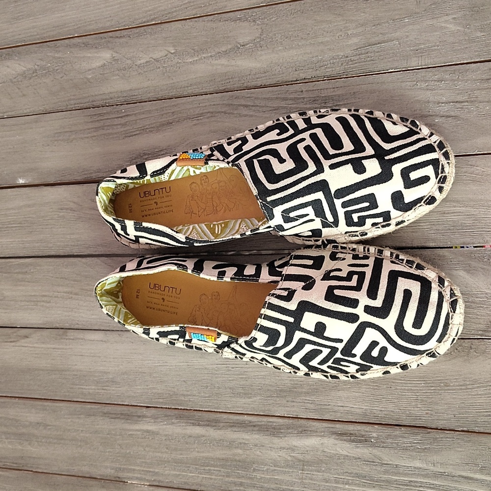 NEW UBUNTU NATURAL ESPADRILLE IN BLK/IVORY COMBO SIZE WOMEN'S 12 RETAIL $105